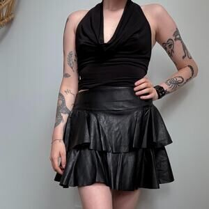 NWT Lucky Brand Tiered Vegan Leather Mini Skirt (size M)